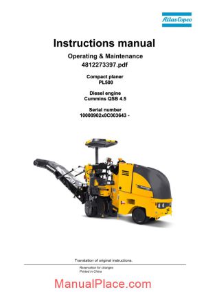 dynapac pl500 operation maintenance manual 4812273397 page 1