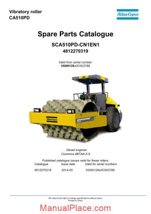 dynapac vibratory roller ca510pd spare parts catalogue 4812270319 page 1