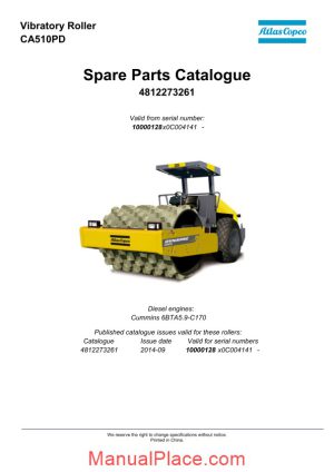 dynapac vibratory roller ca510pd spare parts catalogue 4812273261 page 1