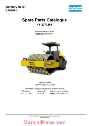 dynapac vibratory roller ca610pd spare parts catalogue 4812273264 page 1