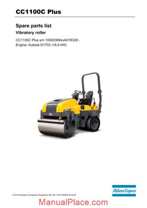 dynapac vibratory roller cc1100c plus parts manual page 1