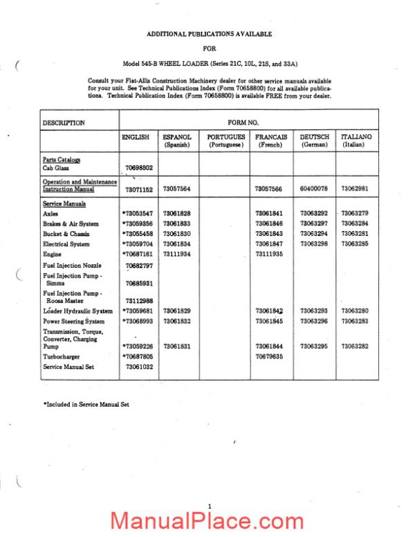 fiat allis 545b wheel loader parts catalog 16f17431 page 3