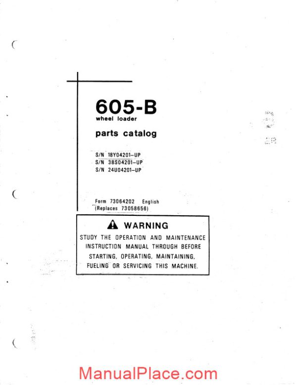 fiat allis 605b wheel loader parts catalog 16f17407 page 1