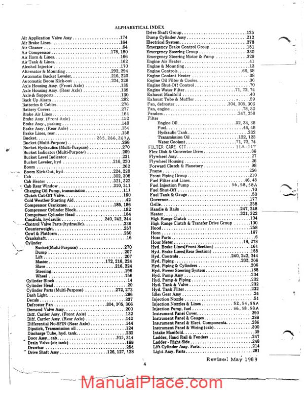 fiat allis 645b wheel loader parts catalog page 4