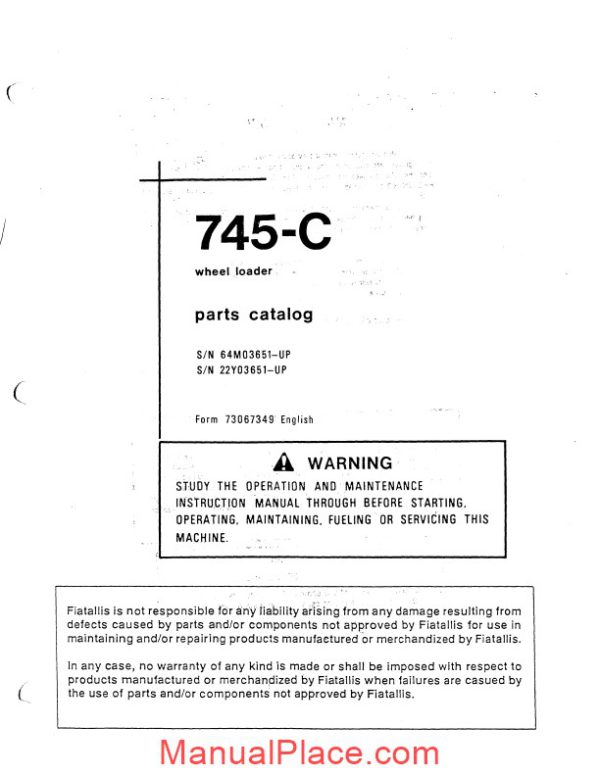 fiat allis 745c wheel loader parts catalog page 3