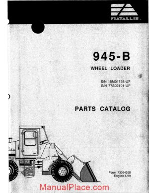 fiat allis 945b wheel loader parts catalog 16f17380 page 1