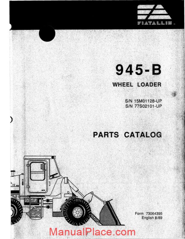 fiat allis 945b wheel loader parts catalog 16f17380 page 1