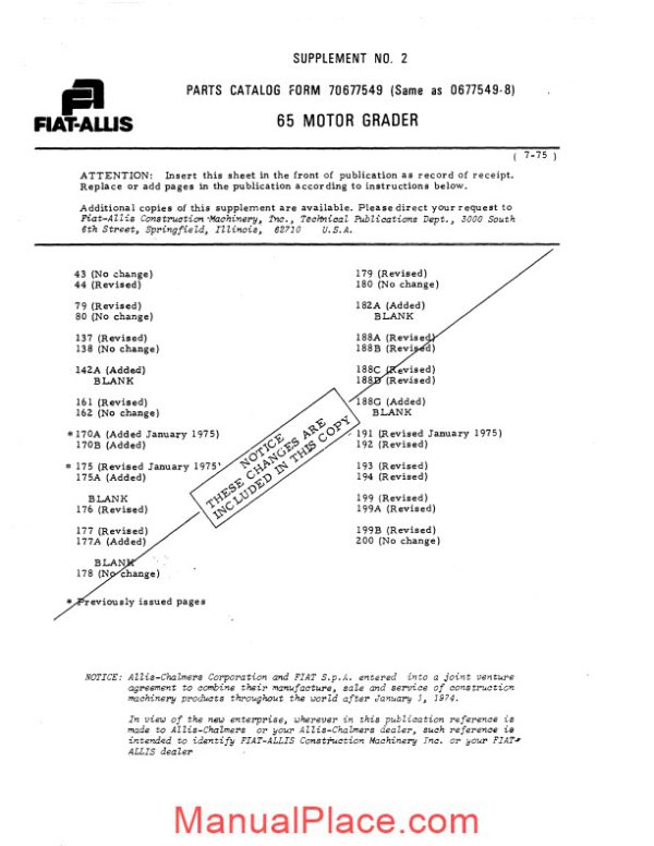 fiat allis m65 motor grader parts catalog 16f17376 page 3