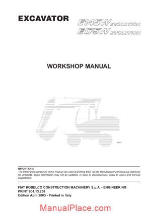 fiat kobelco e145w e175w workshop manual page 1