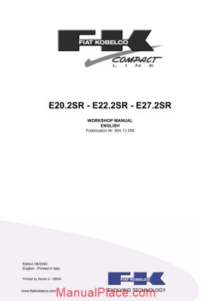 fiat kobelco e20 2sr e22 2sr e27 2sr evolution workshop manual page 1