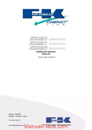 fiat kobelco e20sr e22sr e25sr evolution workshop manual page 1