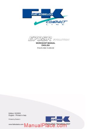 fiat kobelco e70sr evolution workshop manual page 1