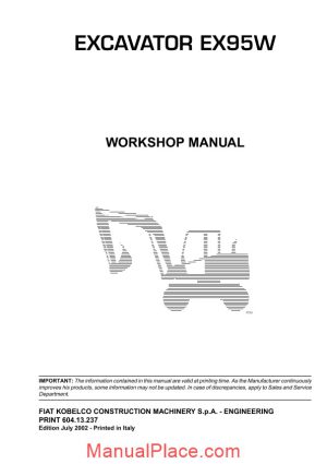 fiat kobelco ex95w workshop manual page 1