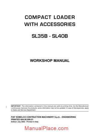 fiat kobelco sl35b sl40b workshop manual page 1