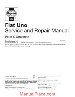 fiat uno service workshop manual page 1