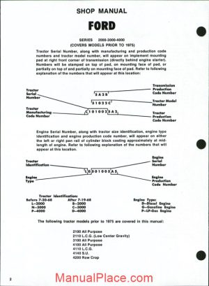 ford 2000 3000 4000 pre1975 shop manual page 1