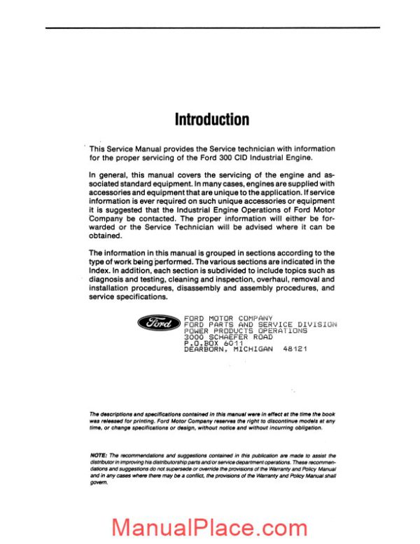 ford 300cid 6cylinder industrial service manual page 3