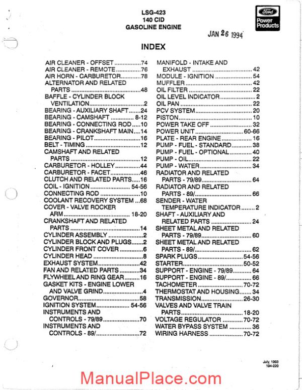 ford 423 lsg engine parts service manual page 2