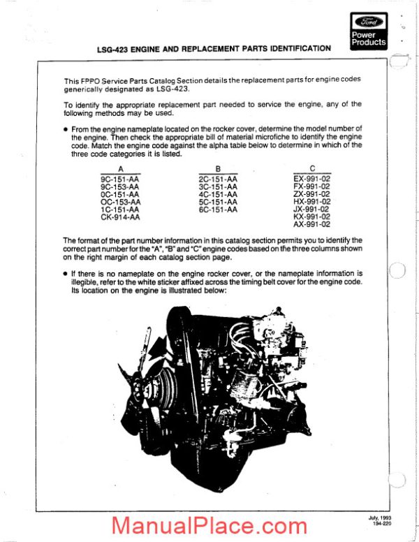 ford 423 lsg engine parts service manual page 3