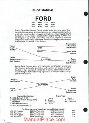 ford 5000 5600 5610 6600 6610 6700 6710 7000 7600 7610 7700 7710 shop manual page 1