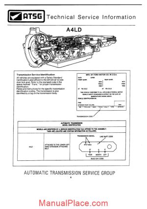 ford a4ld automatic transmition service manual page 1