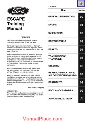 ford escape training page 1
