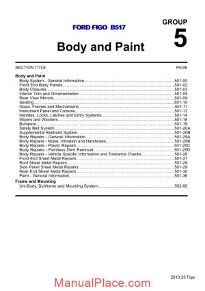 ford figo b517 2010 body repair service manual page 1
