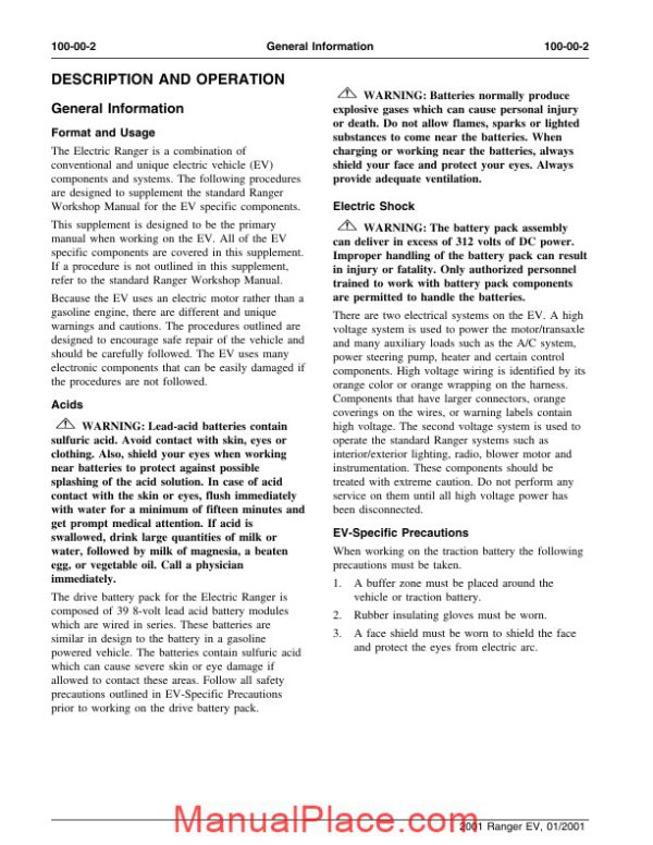 ford ranger ev workshop manual 2001 page 3