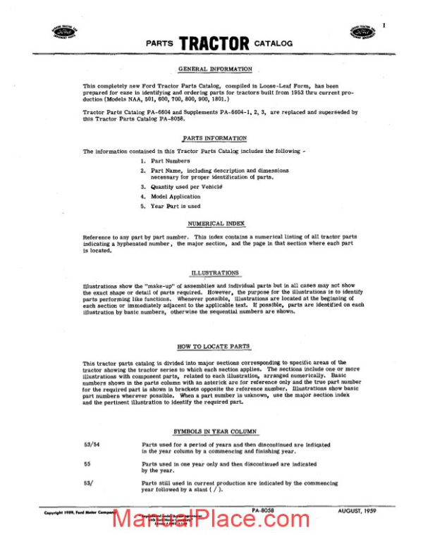 ford tractor 600 800 parts manual page 2