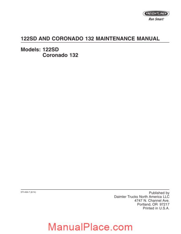 freightliner 122sd and coronado 132 maintenance manual page 2