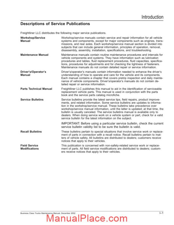 freightliner business class trucks maintenance manual cd1 page 4
