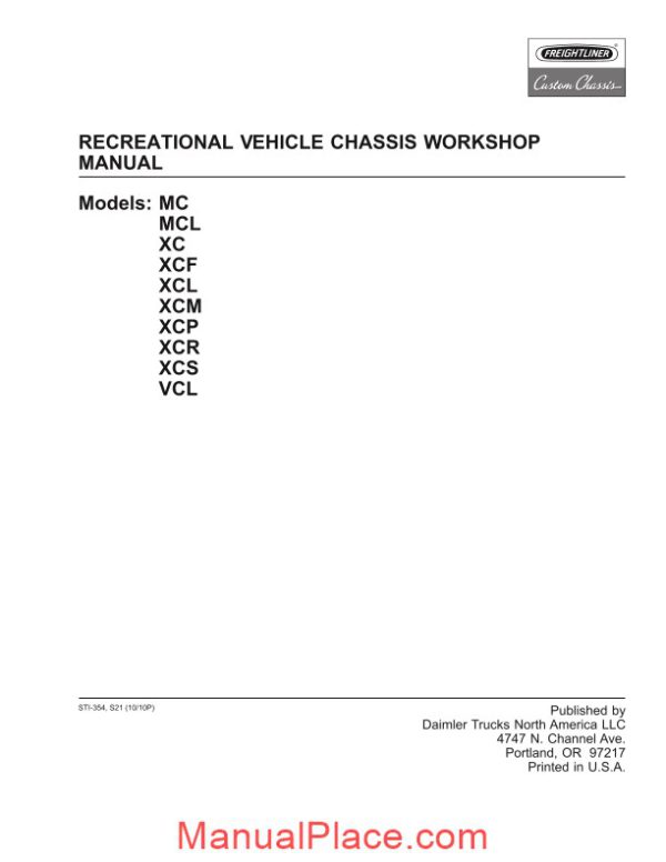 freightliner recreational vehicle chassis workshop manual page 1