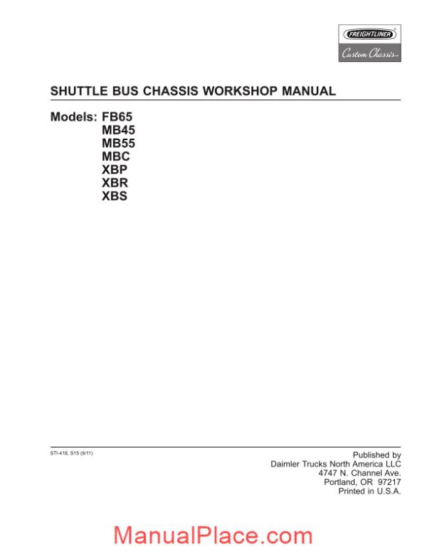 freightliner shuttle bus chassis workshop manual page 1
