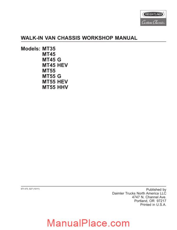 freightliner walk in van chassis workshop manual page 1