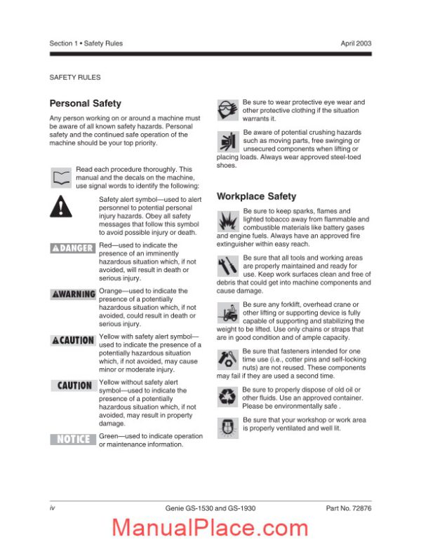 genie gs 1530 gs 1532 from sn 17408 59999 gs 1530 pn 72876 service manual page 4