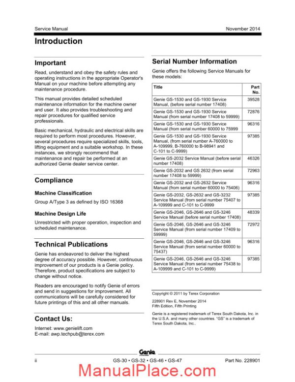 genie gs 4047 from sn 12c 101 gs 4047 pn 228901 service manual page 2