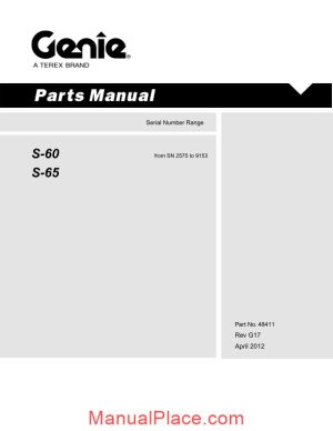 genie s 60 s 65 from sn 2575 to 9153 parts manuals page 1