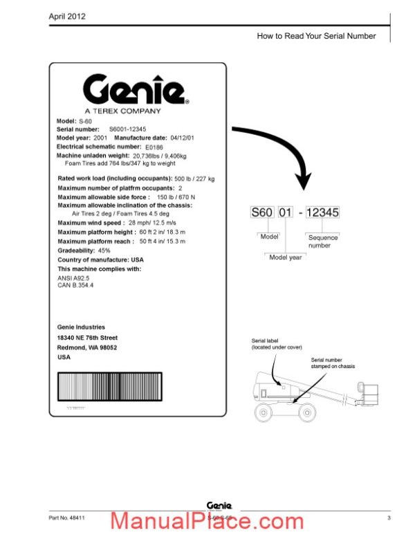 genie s 60 s 65 from sn 2575 to 9153 parts manuals page 3