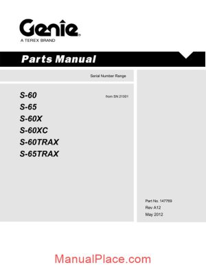 genie s 60 s 65 s 60hc and trax from sn 21001 parts manuals page 1