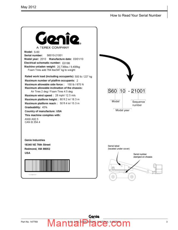 genie s 60 s 65 s 60hc and trax from sn 21001 parts manuals page 3