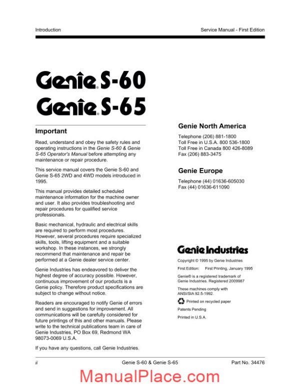 genie s60 s65 service manual page 2