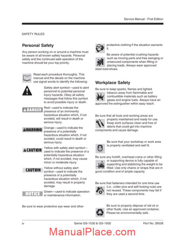 genie scissor lift gs 1930 gs 1932 to sn 17407 gs 1930 pn39528 service manual page 4