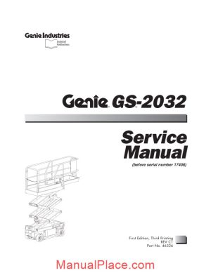 genie scissors gs 203226323232 to sn 17407 gs 2032 pn 46326 service manual page 1