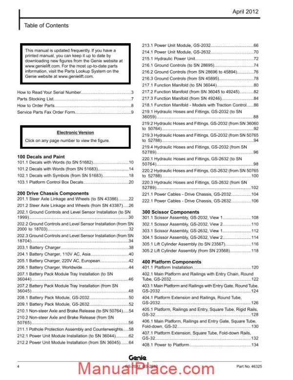 genie scissors lift a gs 2032 2632 before sn 60000 parts manuals page 4