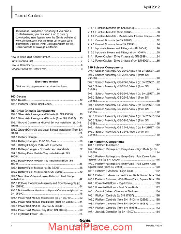 genie scissors lift a gs 2046 gs 2646 gs 3246 to sn 6000 parts manuals page 4