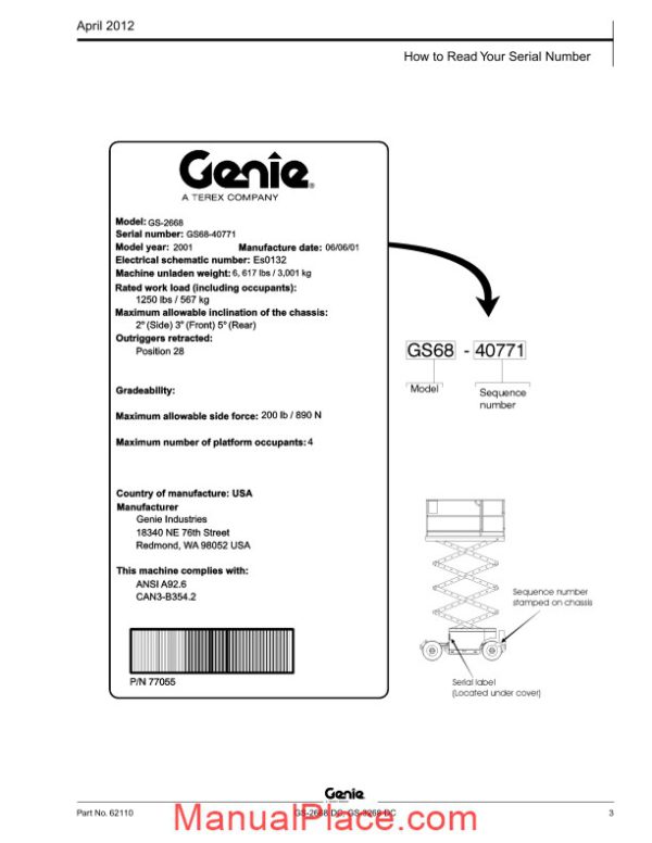 genie scissors lift a gs 2668 dc gs 3268 dc to sn 41318 parts manuals page 3