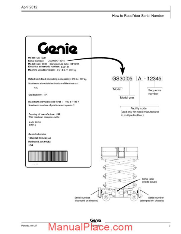 genie scissors lift a gs 3384 from sn 40001 to gs 8405 40832 parts manuals page 3