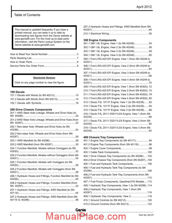 genie scissors lift a gs 3384 from sn 40001 to gs 8405 40832 parts manuals page 4