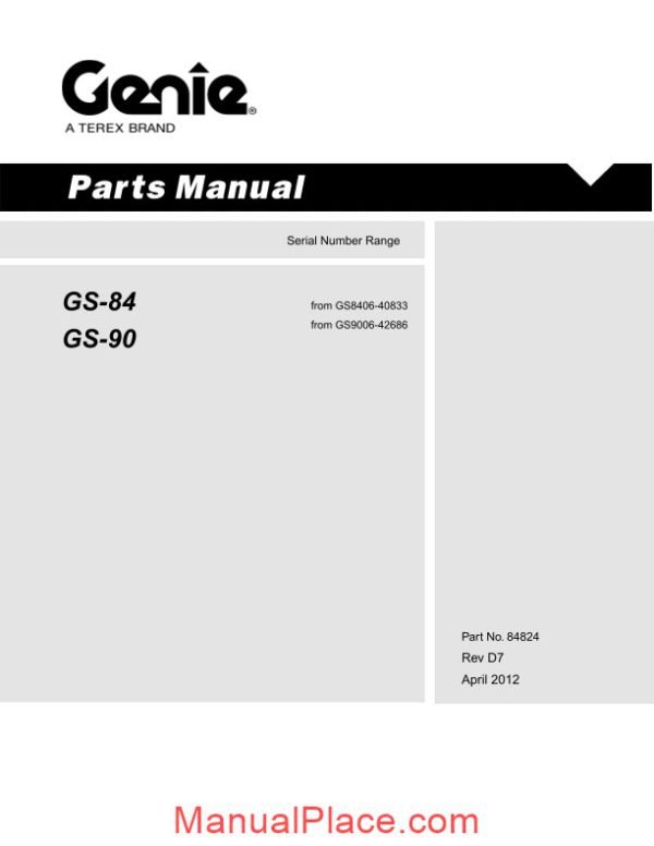 genie scissors lift b gs 3390 4390 gs 5390 from sn gs9006 42685 to 42686 parts page 1