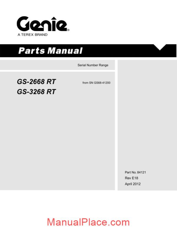 genie scissors lift d gs 2668 rt gs 3268 rt after sn 41199 parts manuals page 1